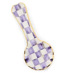 Plum Check Ceramic Spoon Rest