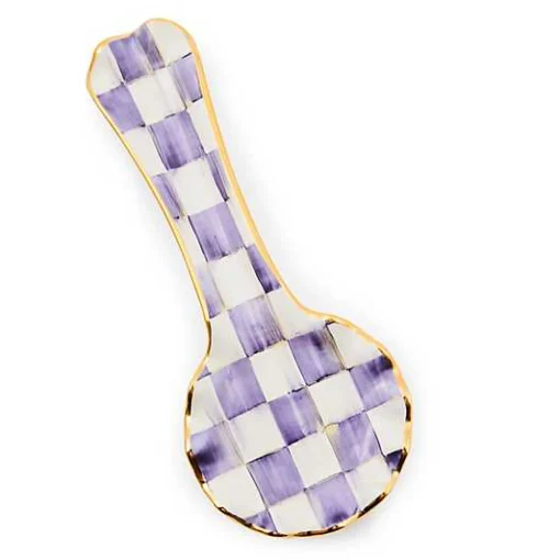 Plum Check Ceramic Spoon Rest