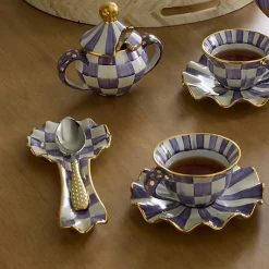 Plum Check Ceramic Spoon Rest
