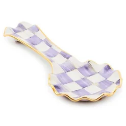 Plum Check Ceramic Spoon Rest