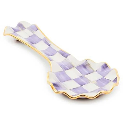 Plum Check Ceramic Spoon Rest