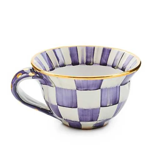 Plum Check Ceramic Teacup