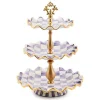 Plum Check Ceramic Three Tier Sweet Stand