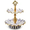 Plum Check Ceramic Two Tier Sweet Stand