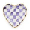 Plum Check Fluted Ceramic Heart Plate