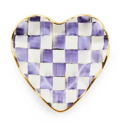 Plum Check Fluted Ceramic Heart Plate