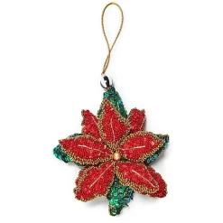 Poinsettia Beaded Ornament