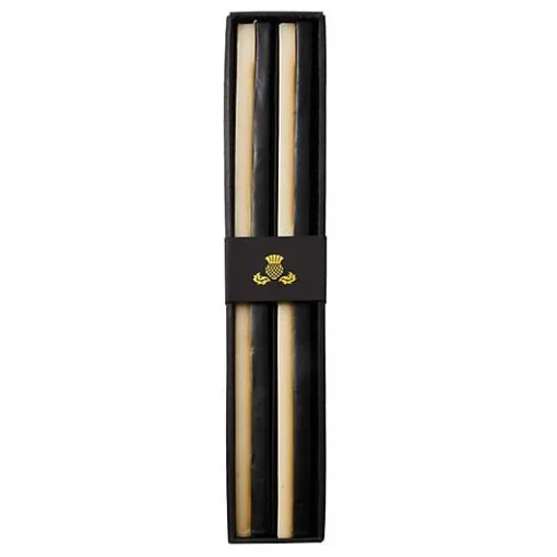Quatro Black  Ivory Dinner Candles, Set of 2