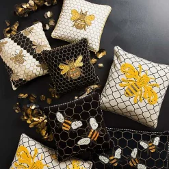 Queen Bee Ivory Throw Pillow