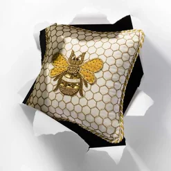 Queen Bee Ivory Throw Pillow