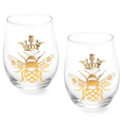 Queen Bee Stemless Wine Glasses, Set of 4