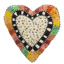 Rainbow Heart Shaped Throw Pillow
