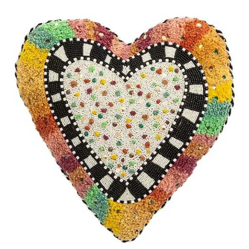 Rainbow Heart Shaped Throw Pillow