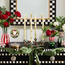 Red  Green Ceramic Vases, Set of 3