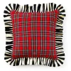 Red Tartan  Stripe Ruffle Throw Pillow