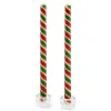 Ribbon Red  Green Dinner Candles, Set of 2