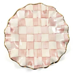 Rosy Check Ceramic Fluted Dessert Plate