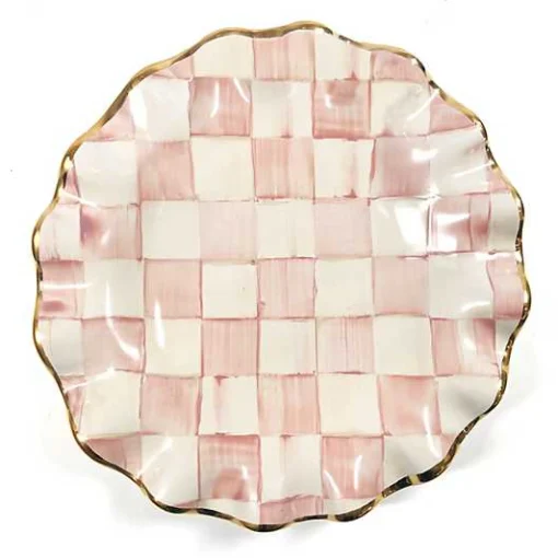 Rosy Check Ceramic Fluted Dessert Plate