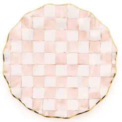 Rosy Check Ceramic Fluted Dinner Plate
