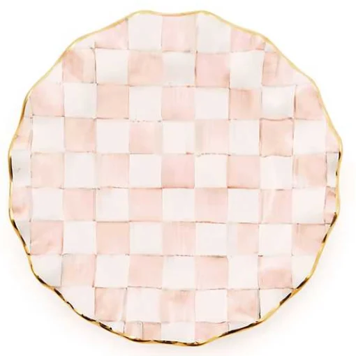 Rosy Check Ceramic Fluted Dinner Plate