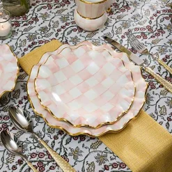 Rosy Check Ceramic Fluted Dessert Plate
