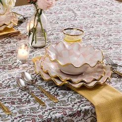 Rosy Check Ceramic Fluted Breakfast Bowl