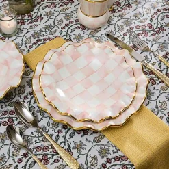 Rosy Check Ceramic Fluted Dinner Plate