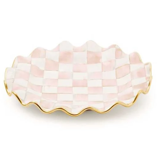 Rosy Check Ceramic Fluted Dinner Plate