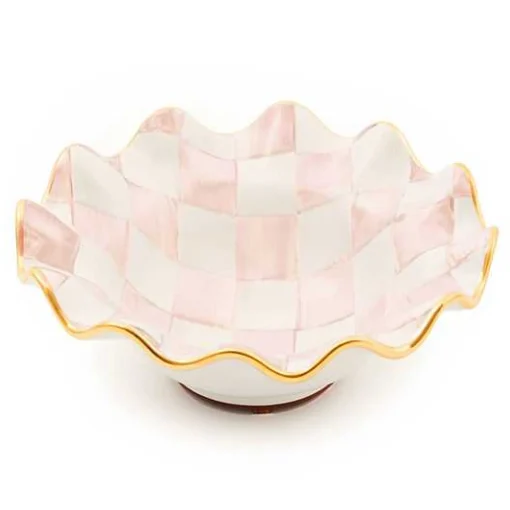 Rosy Check Ceramic Fluted Breakfast Bowl