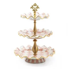 Rosy Check Ceramic Three Tier Sweet Stand