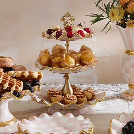 Rosy Check Ceramic Three Tier Sweet Stand