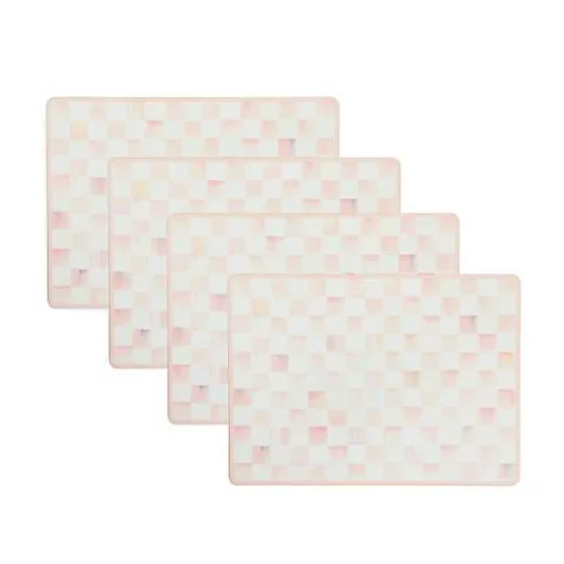 Rosy Check Cork Back Placemats, Set of 4