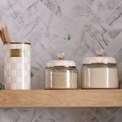 Rosy Check Kitchen Canister, Small
