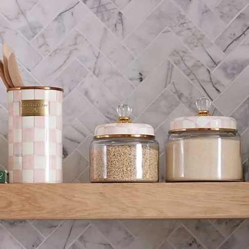 Rosy Check Kitchen Canister, Small