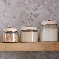 Rosy Check Kitchen Canister, Medium