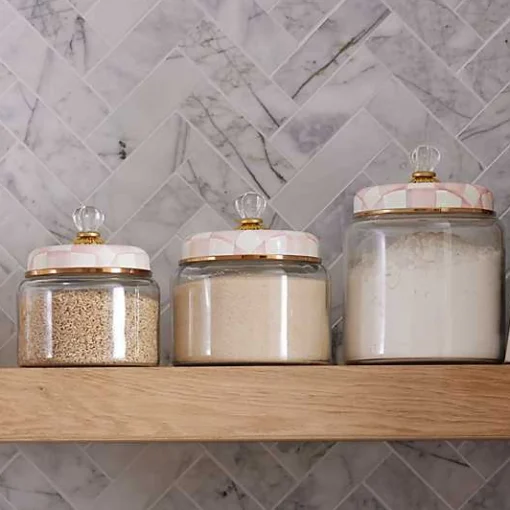 Rosy Check Kitchen Canister, Medium