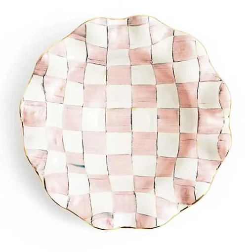 Rosy Check Medium Ceramic Fluted Serving Bowl