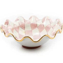 Rosy Check Medium Ceramic Fluted Serving Bowl