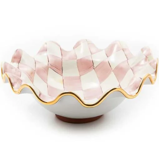 Rosy Check Medium Ceramic Fluted Serving Bowl