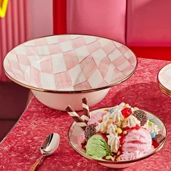 Rosy Check Serving Bowl