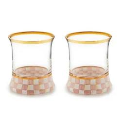 Rosy Check Tumbler Glass, Set of 2