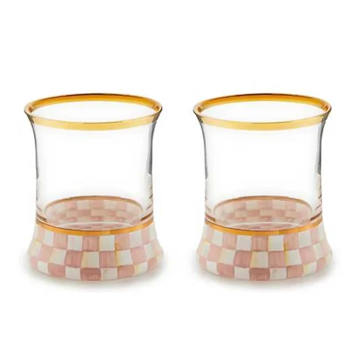 Rosy Check Tumbler Glass, Set of 2