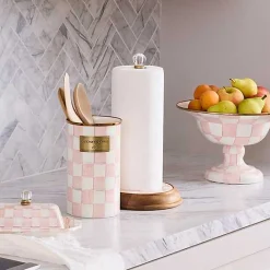 Rosy Check Wood Paper Towel Holder