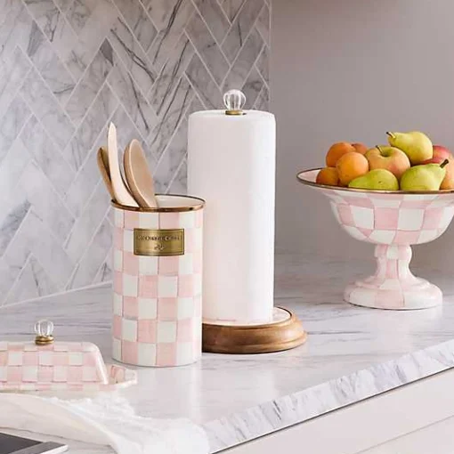 Rosy Check Wood Paper Towel Holder