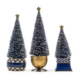 Royal Check Bottle Brush Tree, Set of 3