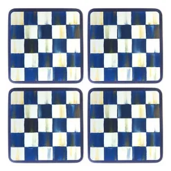 Royal Check Cork Back Coasters, Set of 4