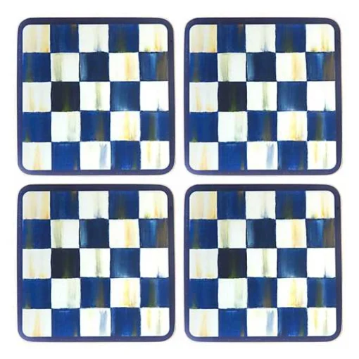Royal Check Cork Back Coasters, Set of 4