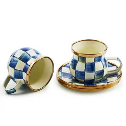 Royal Check Espresso Cup  Saucer Set