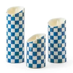 Royal Check Flicker Candles - Set of 3