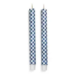Royal Check Flicker Dinner Candles, Set of 2